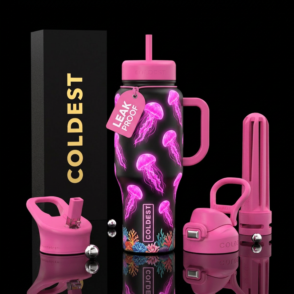Strawberry Jelly-fish water bottle design