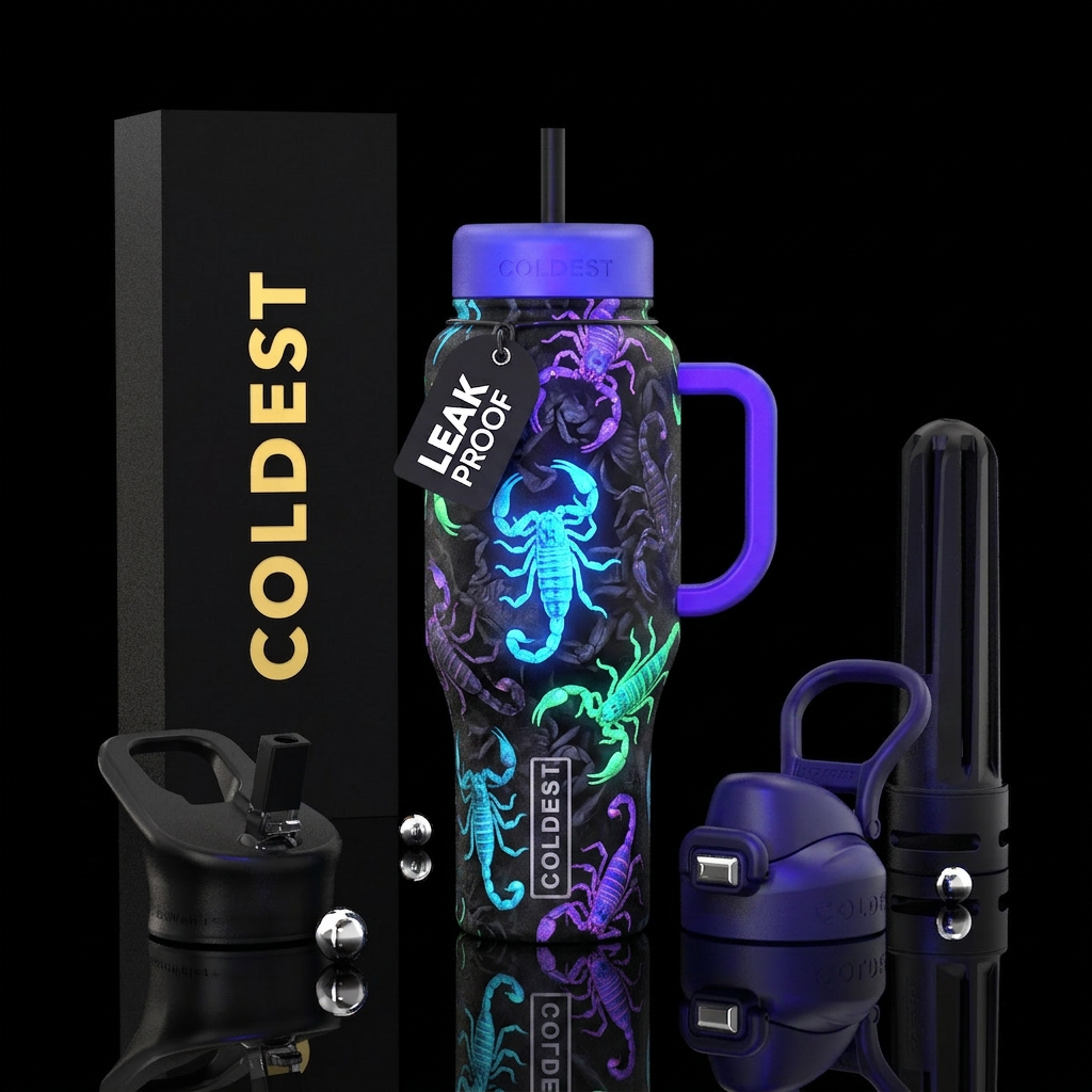 Glowie scorpions water bottle design