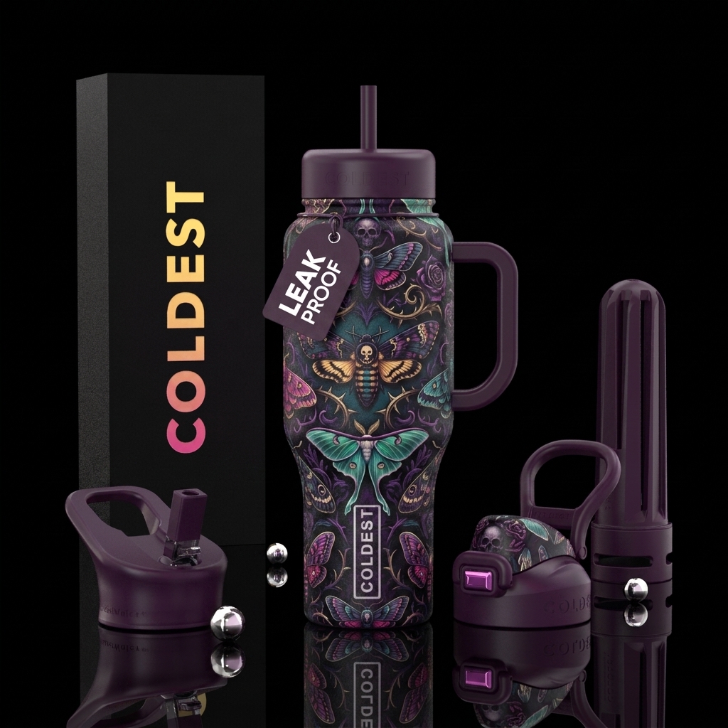 Dark Moths water bottle design