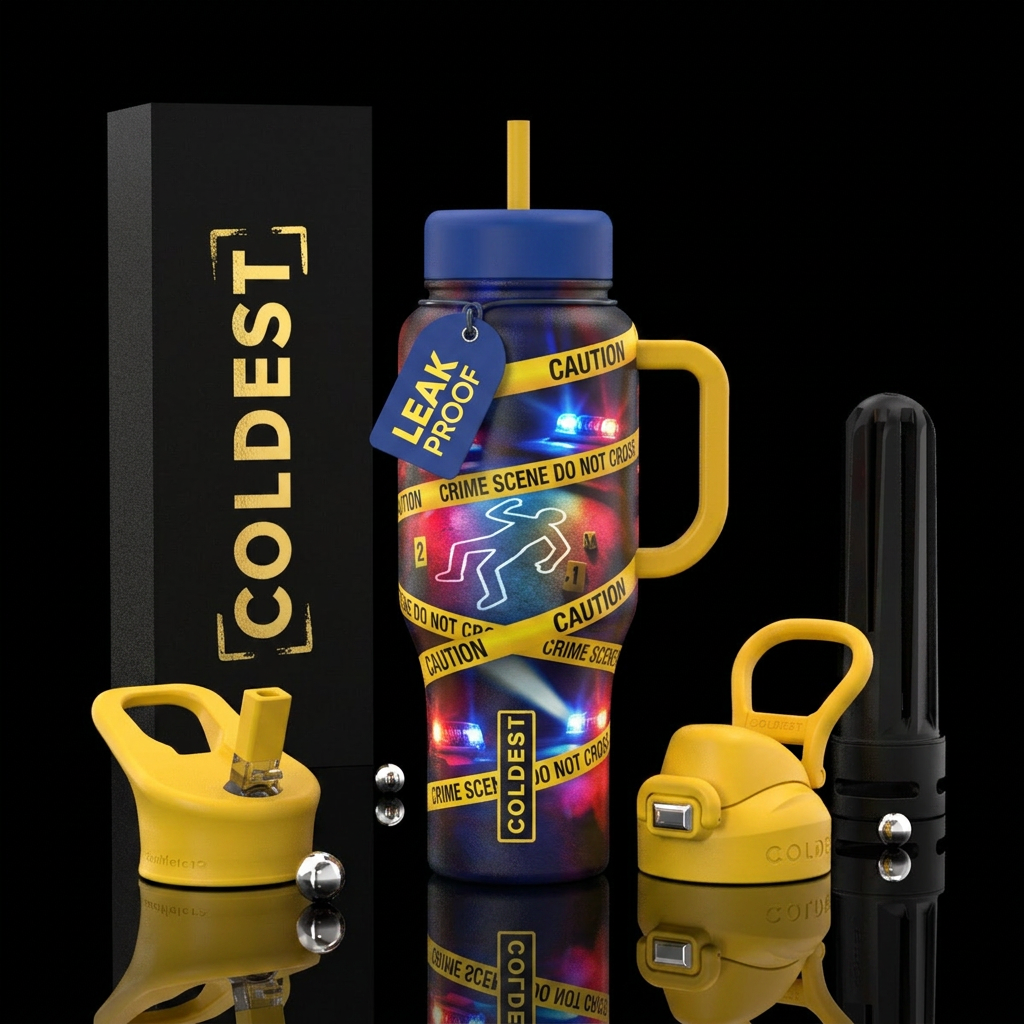 Crime Shows water bottle design