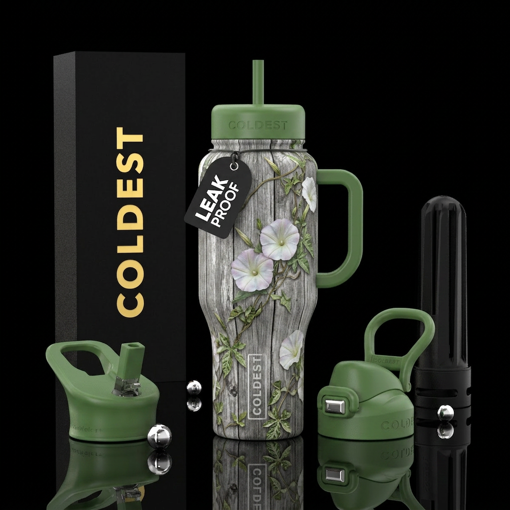 Moon flowers water bottle design