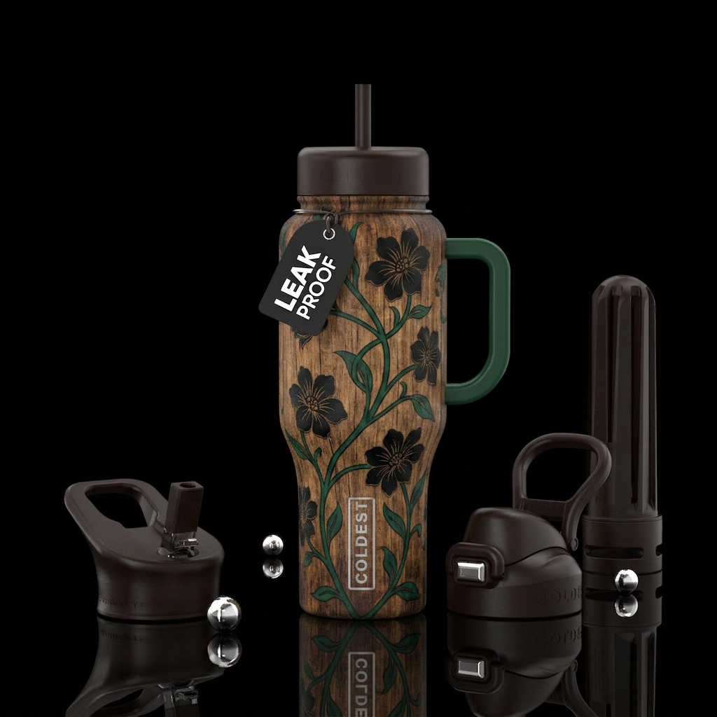 Ebony flowers water bottle design