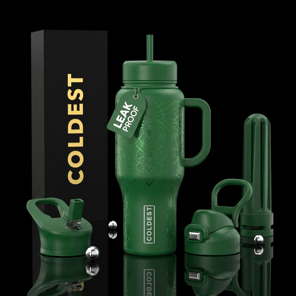 Green art water bottle design