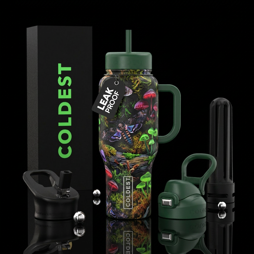 Dark woods water bottle design