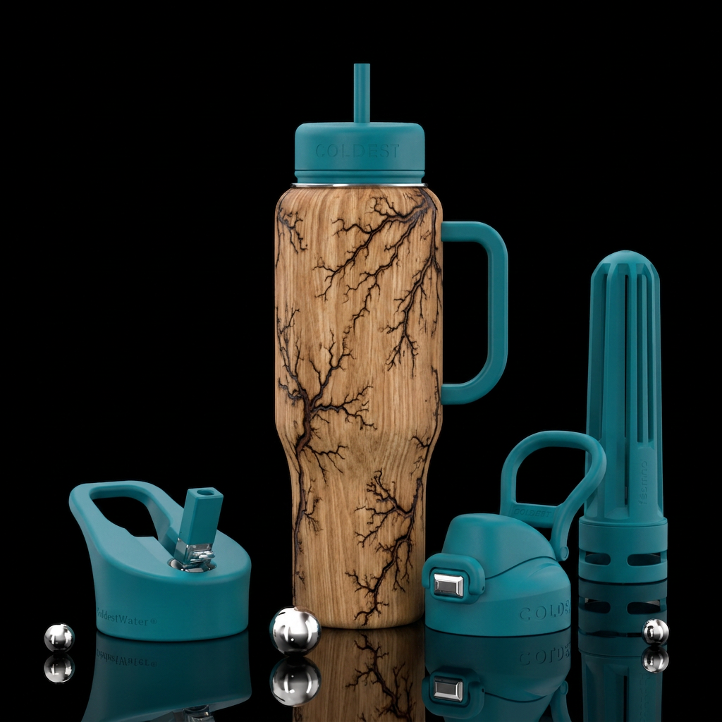Wood lightning water bottle design