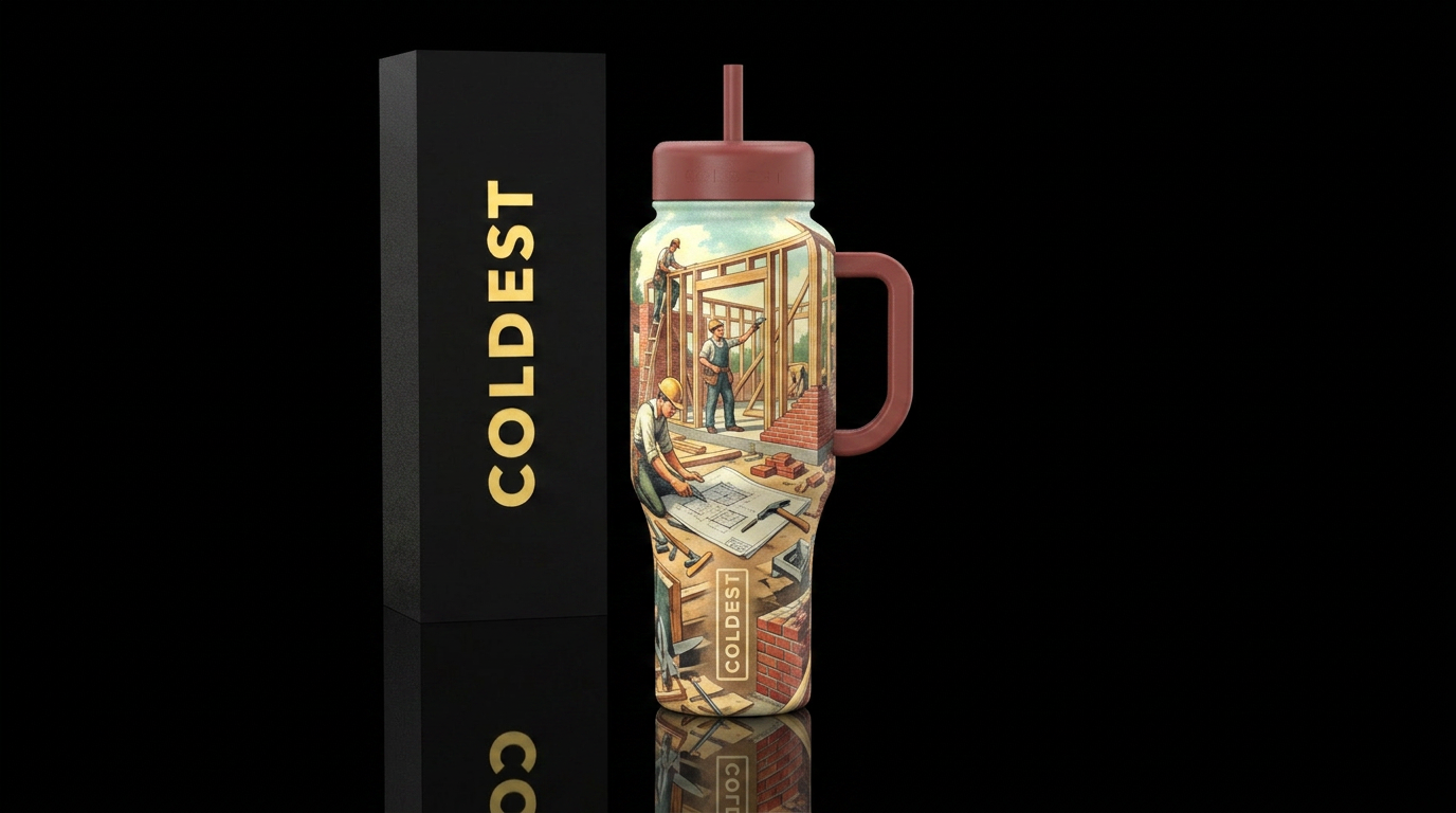 Construction Worker water bottle design