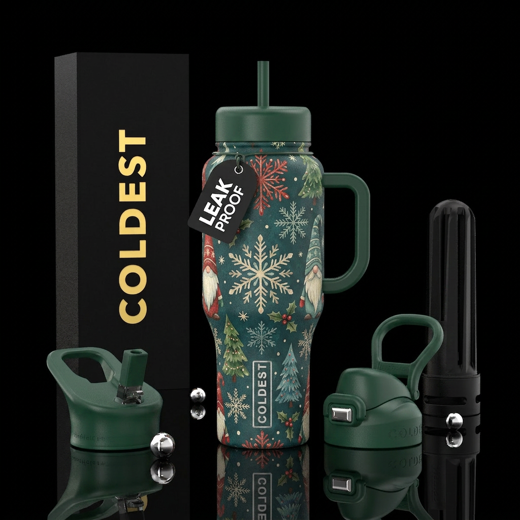 Winter Gnomes water bottle design