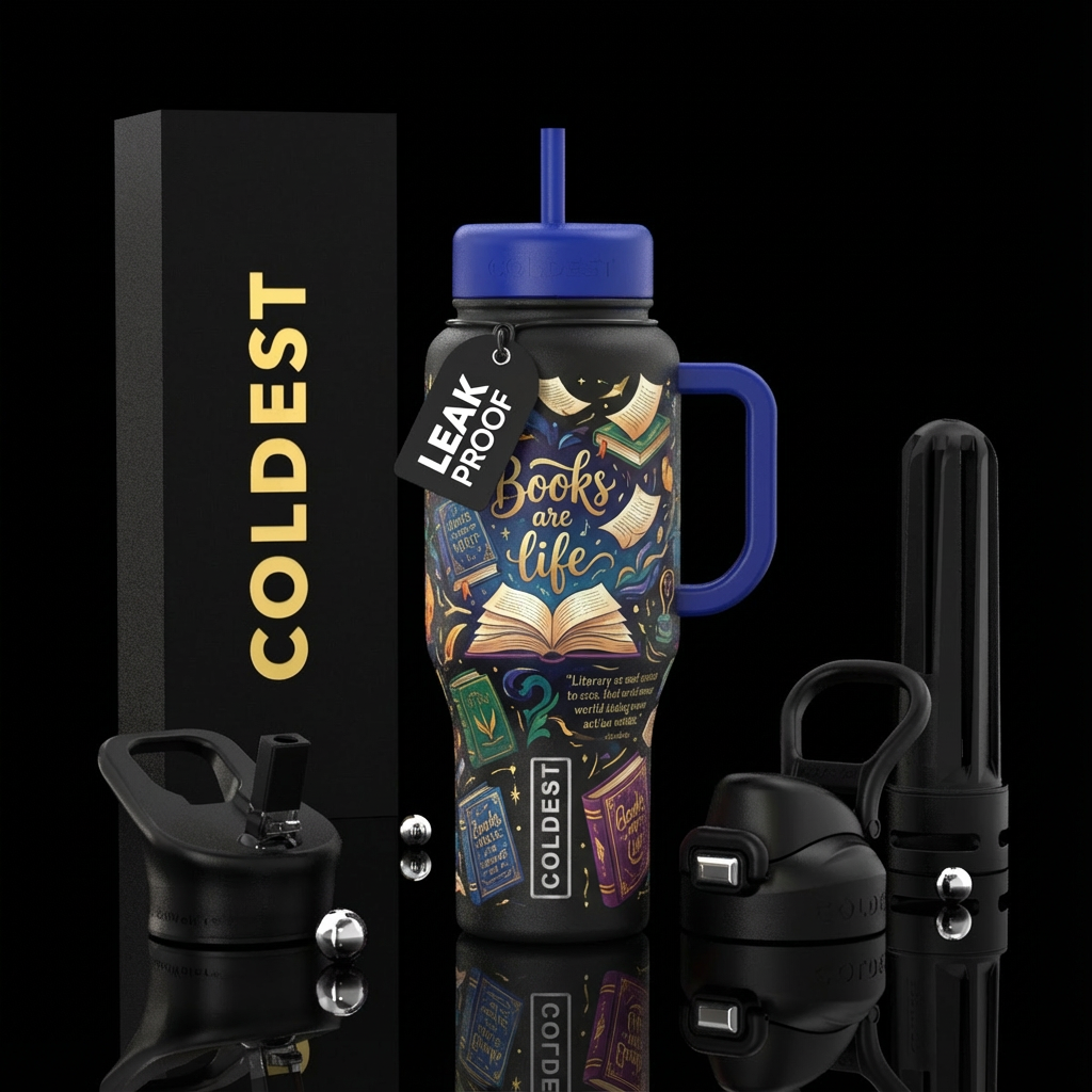 Books are life water bottle design