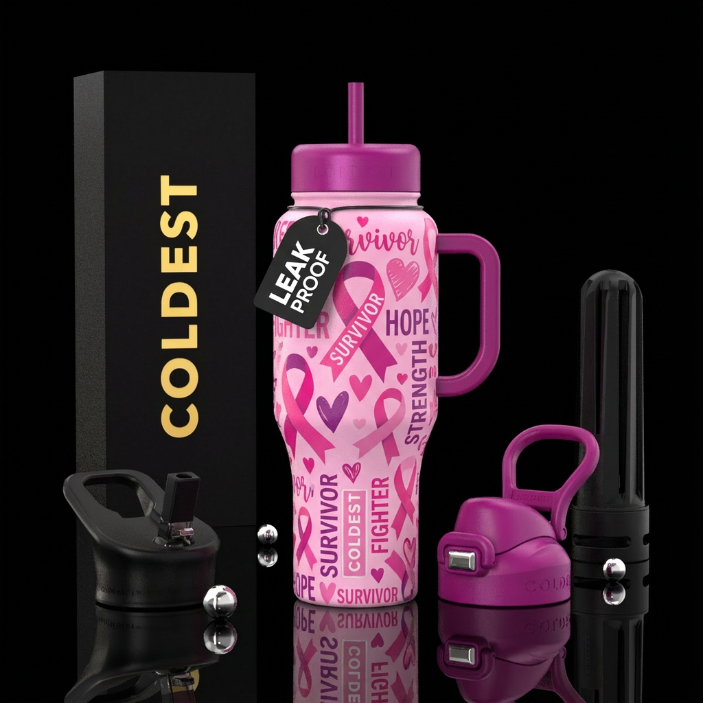 Breast cancer survivor water bottle design