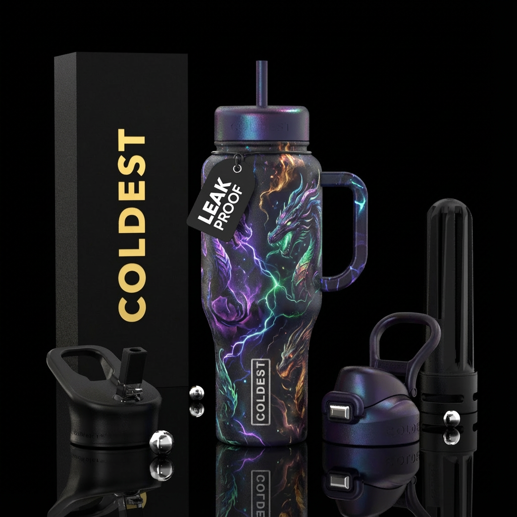 glowie, sparkly, shiny, irridescent, mythical, dar... water bottle design