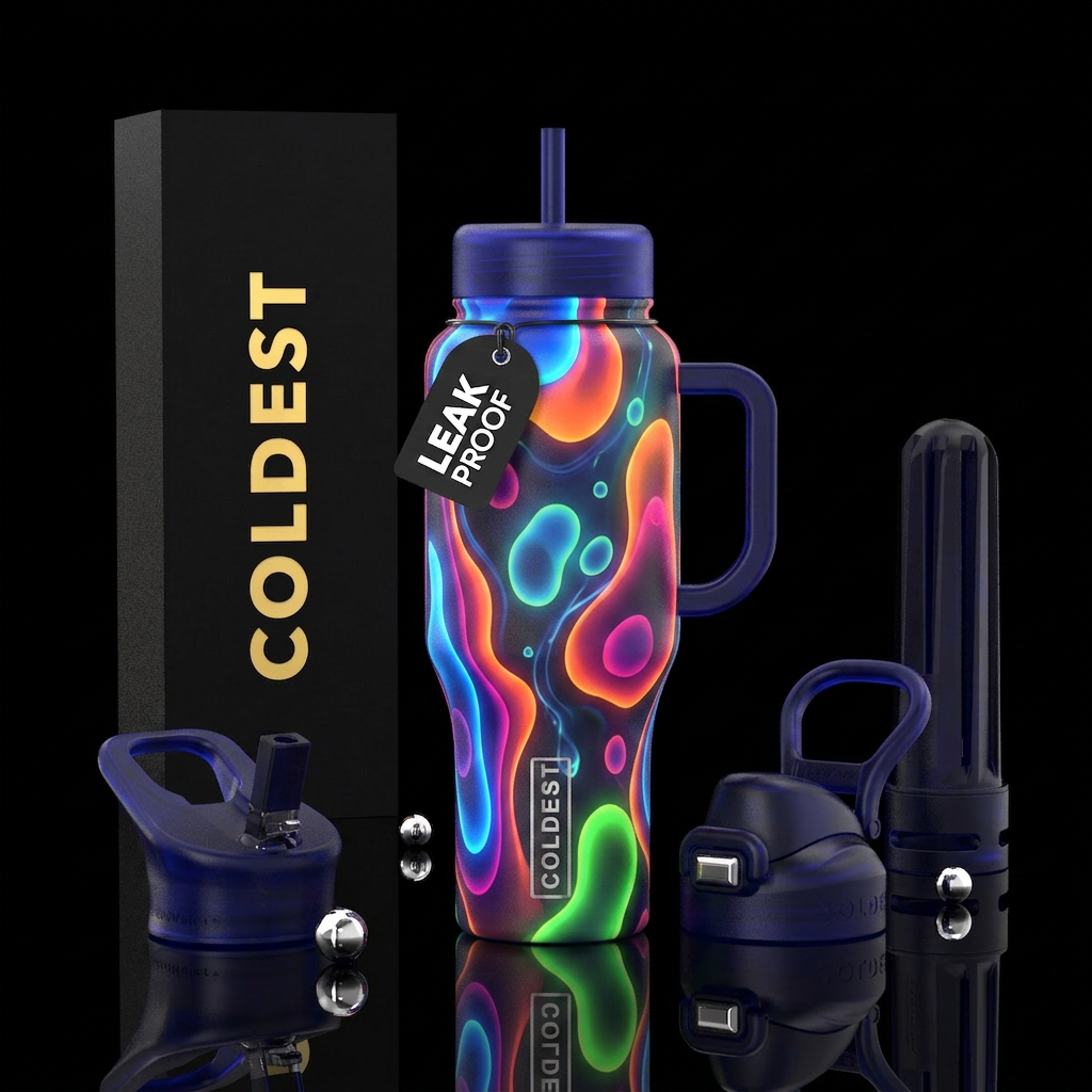 Lava lamp psychedelic glowie water bottle design