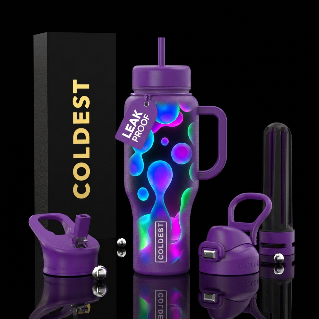 Lava lamp psychedelic glowie water bottle design