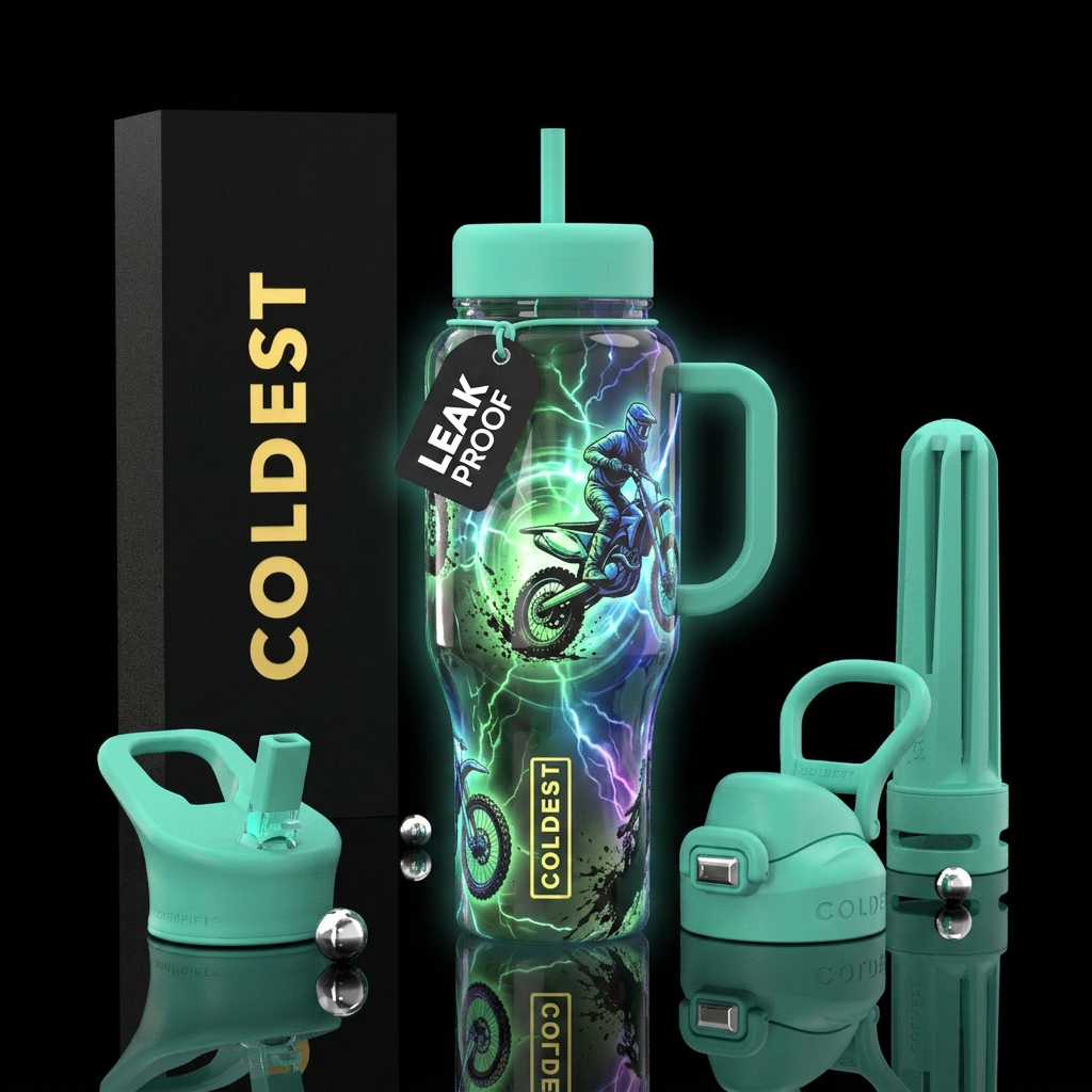 glowie, motocross water bottle design