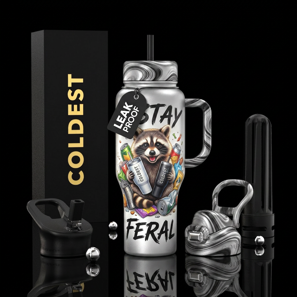 Stay feral! water bottle design