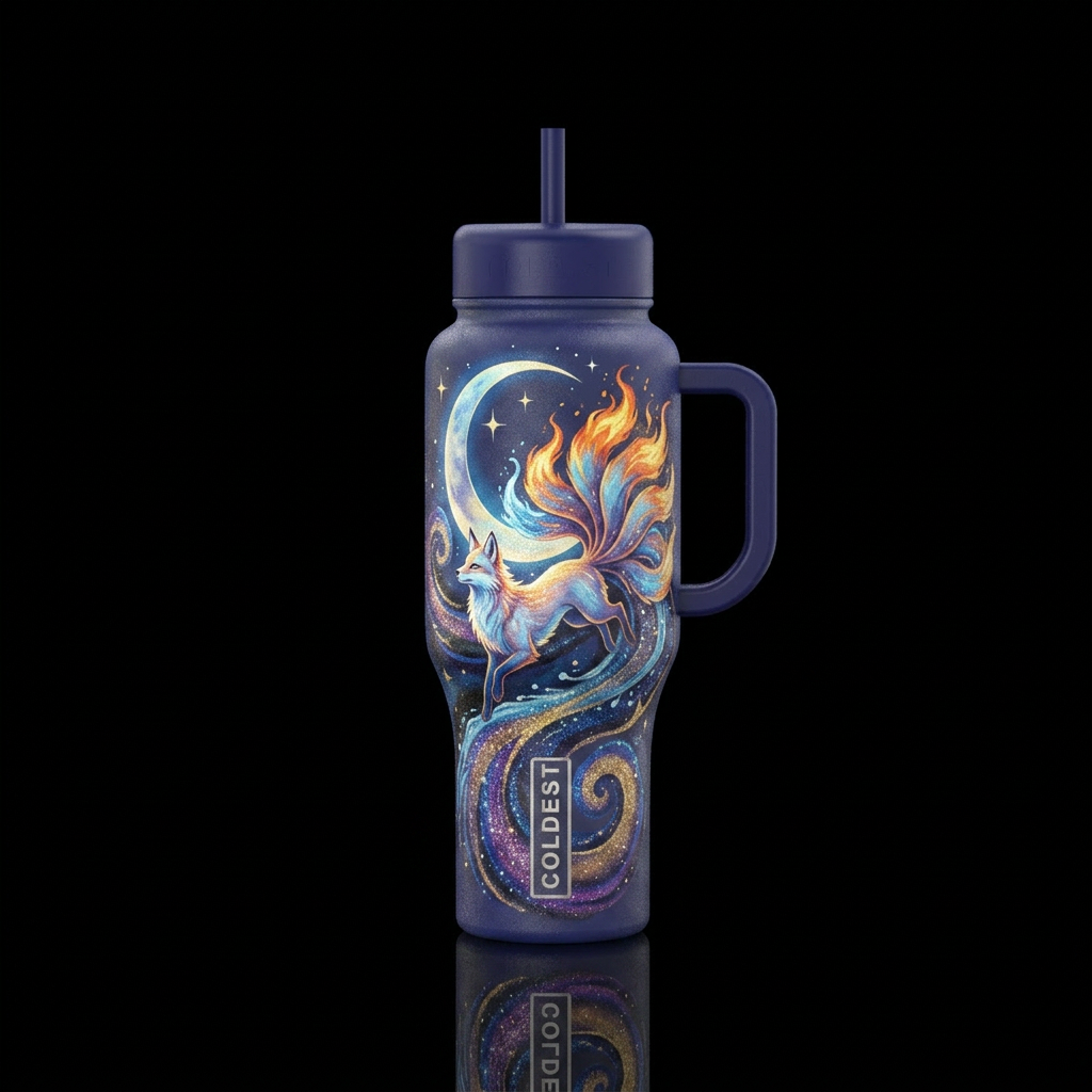 Magical fox water bottle design