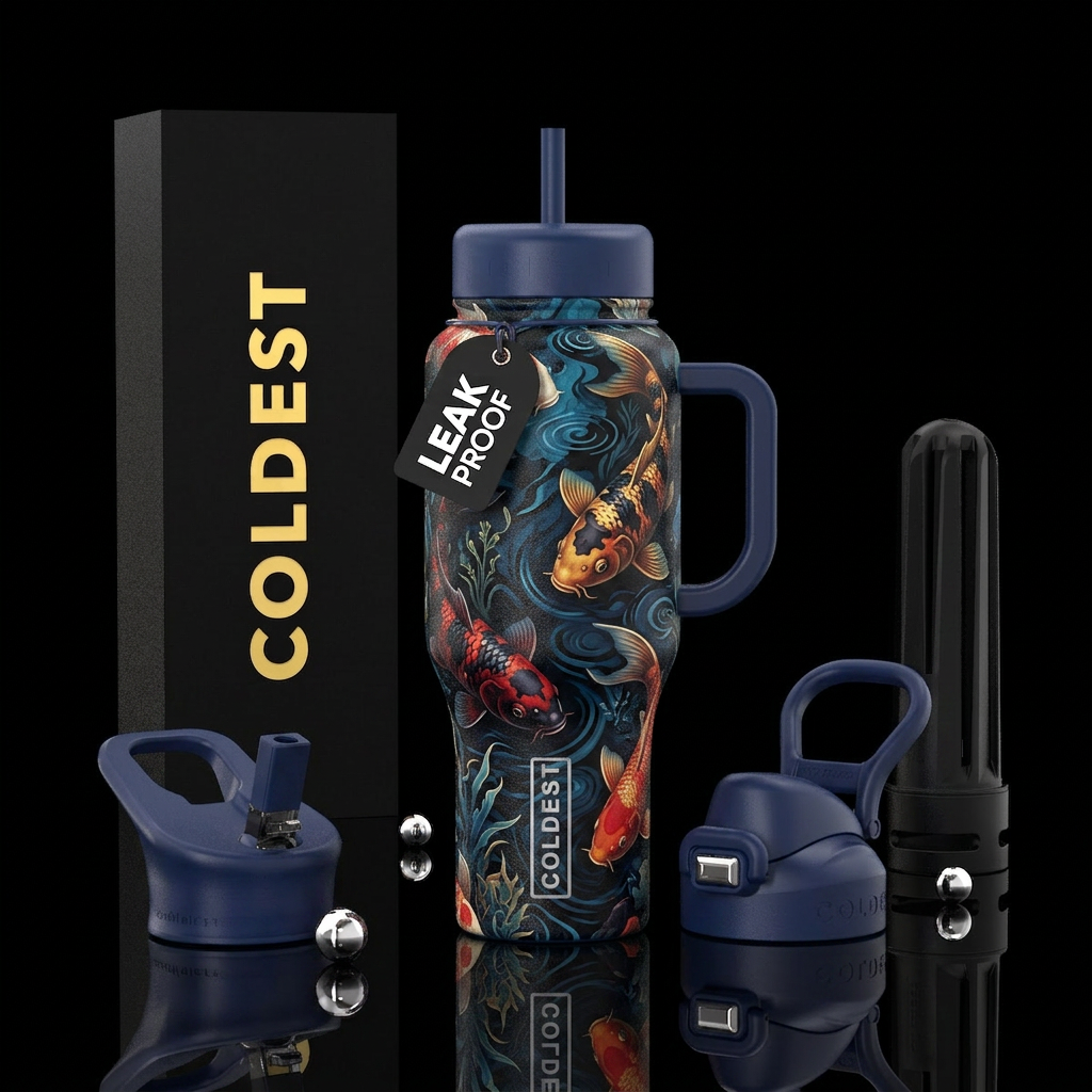 Aquatic koi dark interesting water bottle design