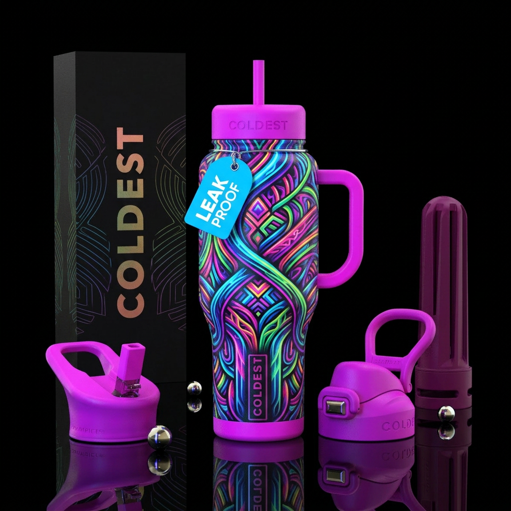 Neon symphony water bottle design