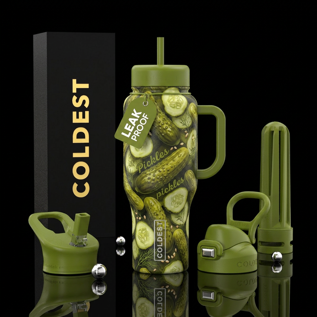 Pickles pickles pickles water bottle design