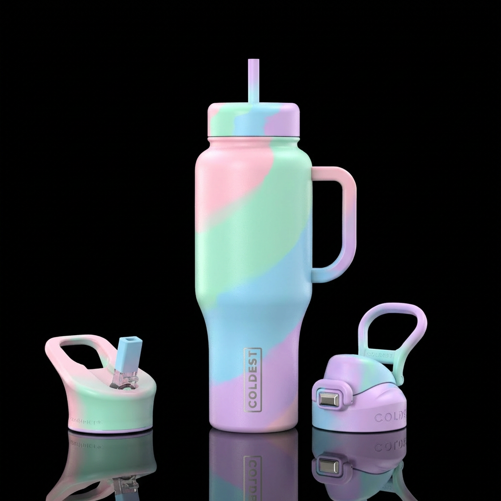 Pastel colors water bottle design