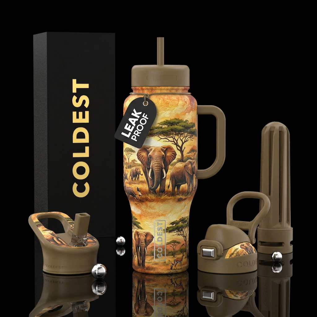 Elephant  safari water bottle design