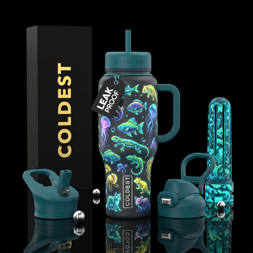 Glowie animals water bottle design