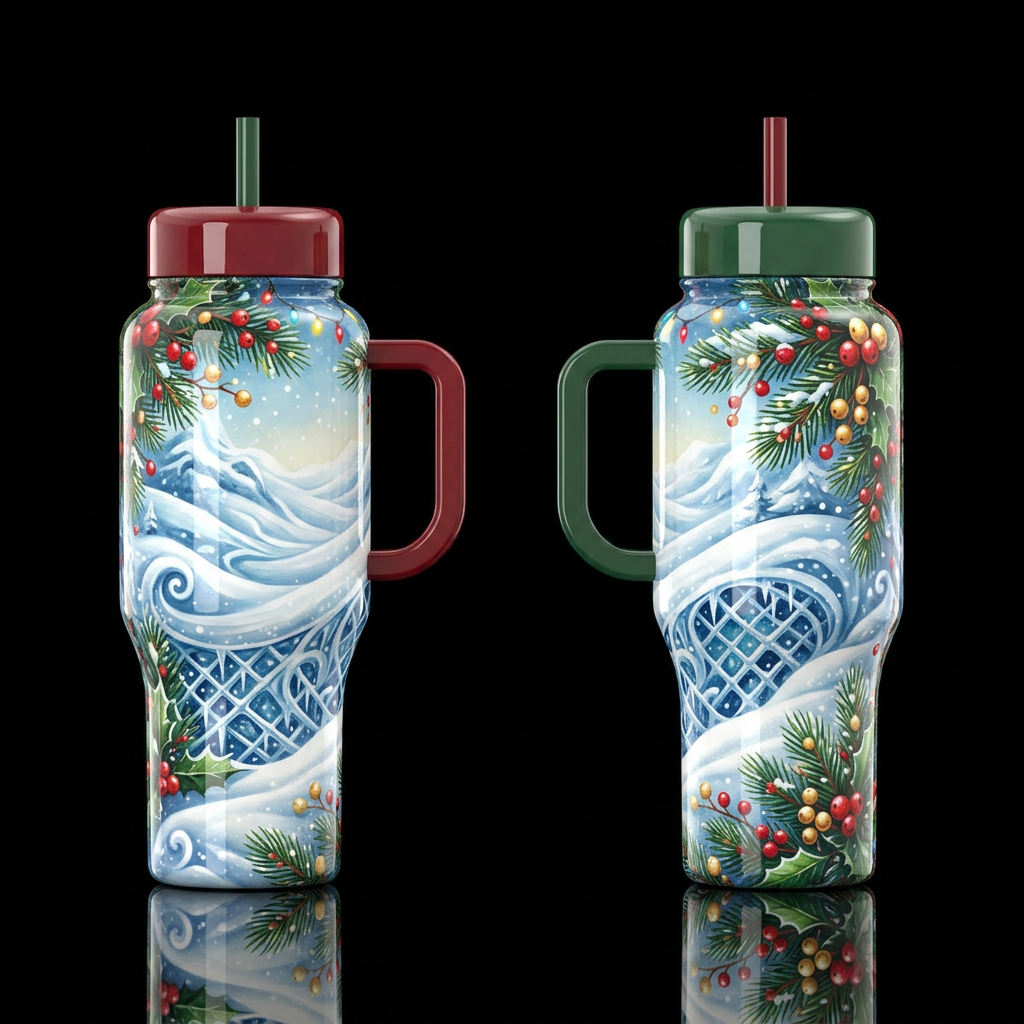 glossy, realism, please show both the front and ba... water bottle design