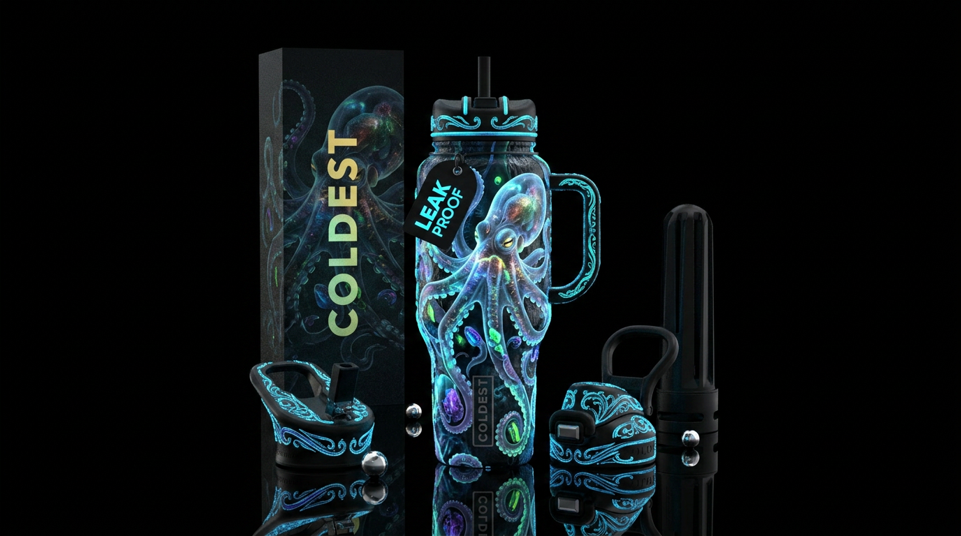 The Kraken water bottle design