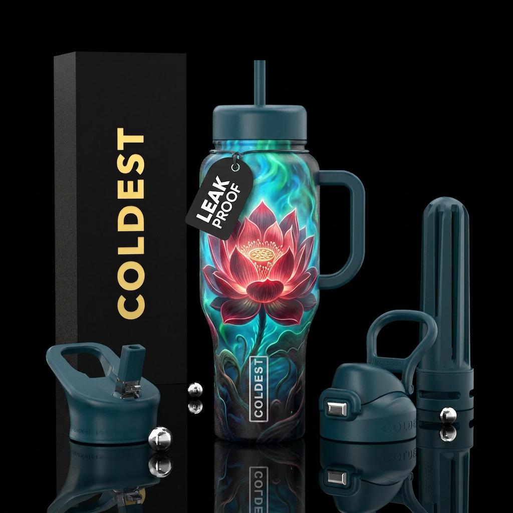 Elegant larger detailed glowie Lotus Flower emergi... water bottle design