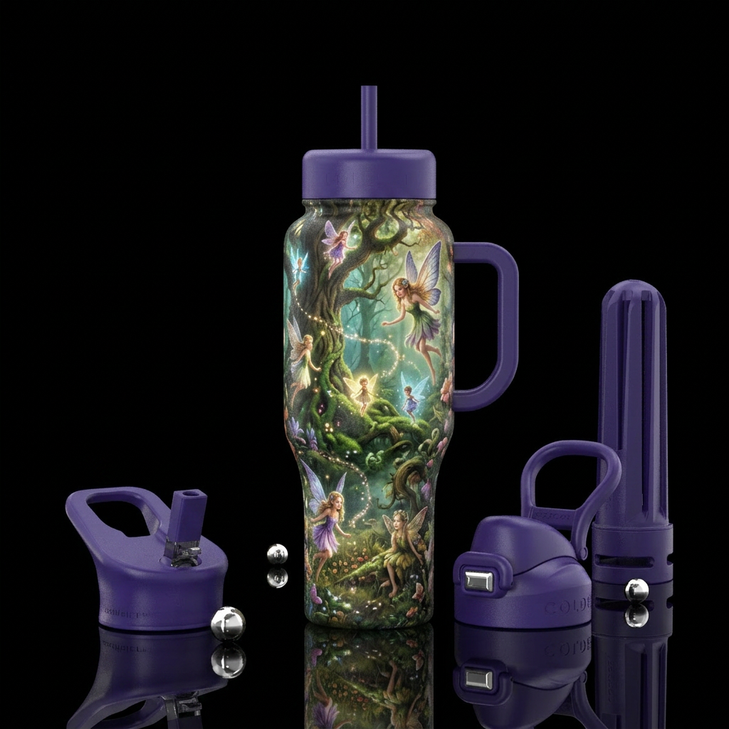 Mystical fairies of every kind wrapped around tumb... water bottle design