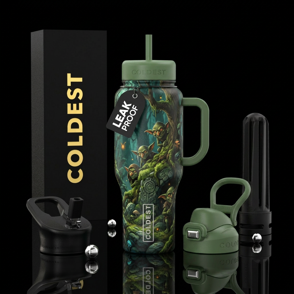 Mystical goblins lurking all around tumbler in a f... water bottle design
