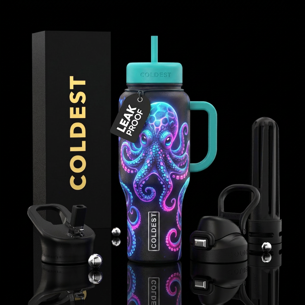 Glowie baby octopus water bottle design