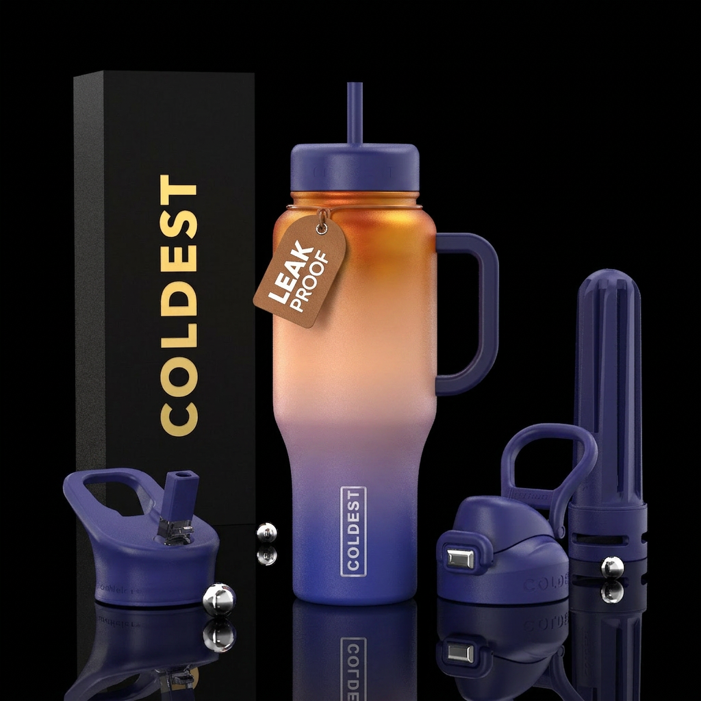 ombre, calm waters, sunset  magical water bottle design