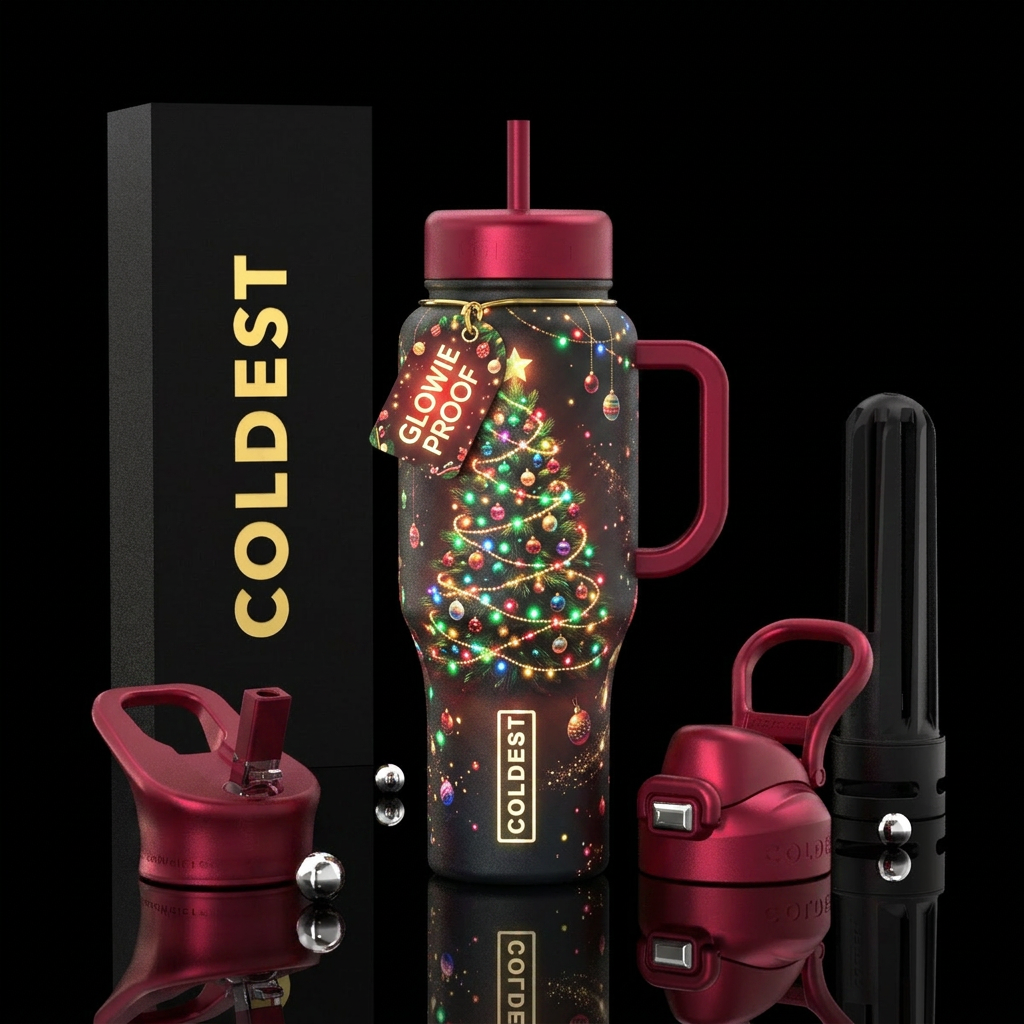 glowie, Christmas tree,  Christmas ornaments,  spa... water bottle design