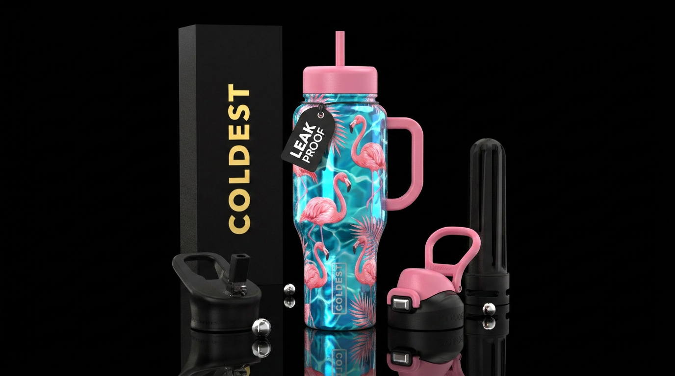 flamingo, summer,   water water bottle design