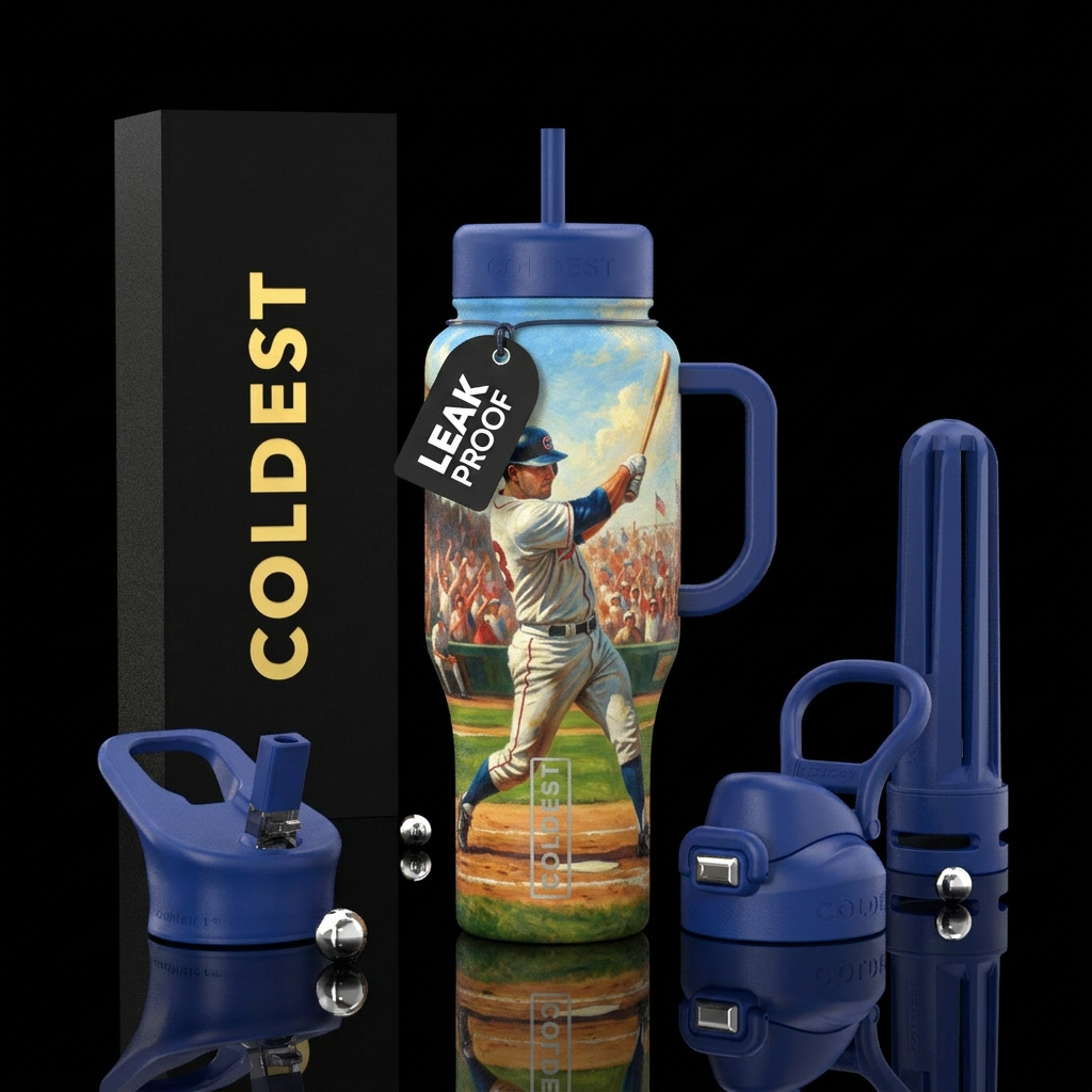 Baseball,  summer, painting, classical water bottle design