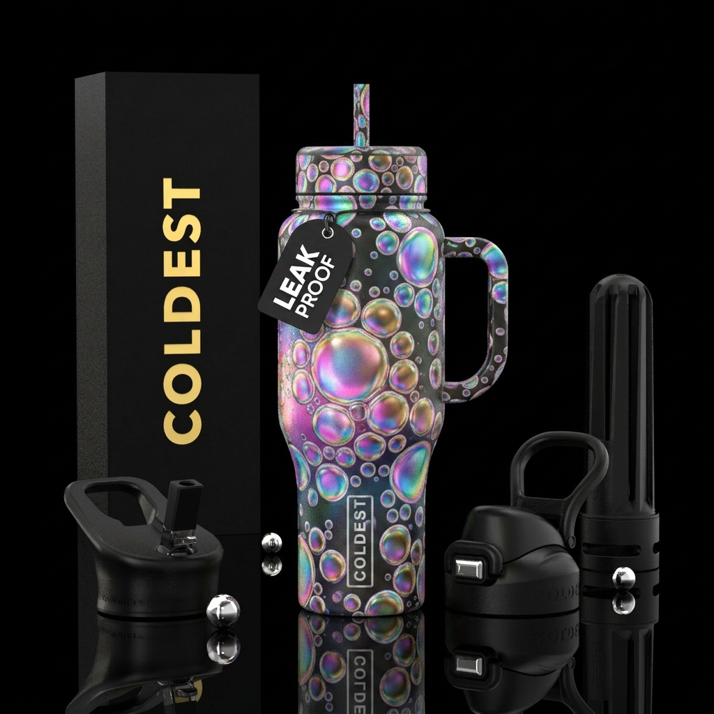 bubbles, beautiul, shiny, dreamy water bottle design