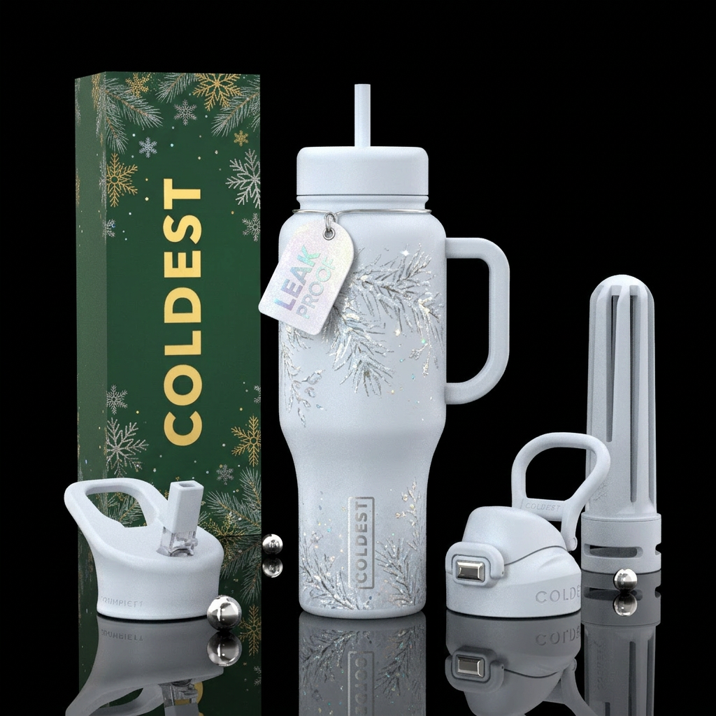 Winter wonderland,  snowy, sparkly, beautiul water bottle design