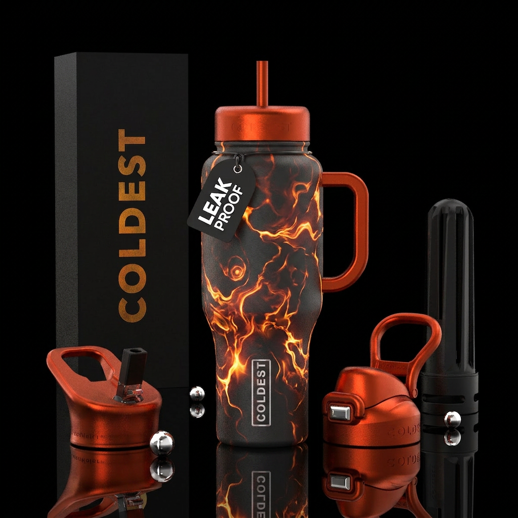 firery, magical, glowie water bottle design