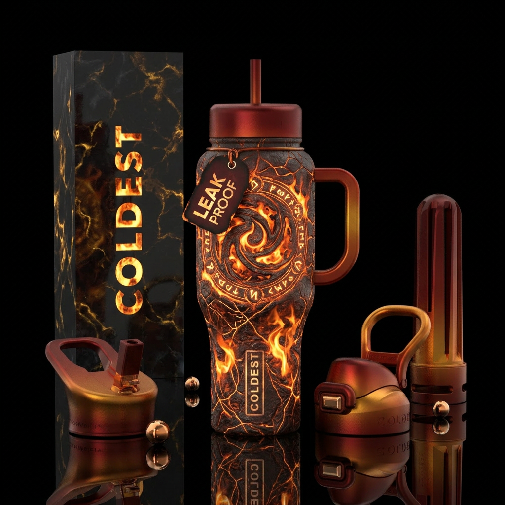 firery, magical, glowie water bottle design