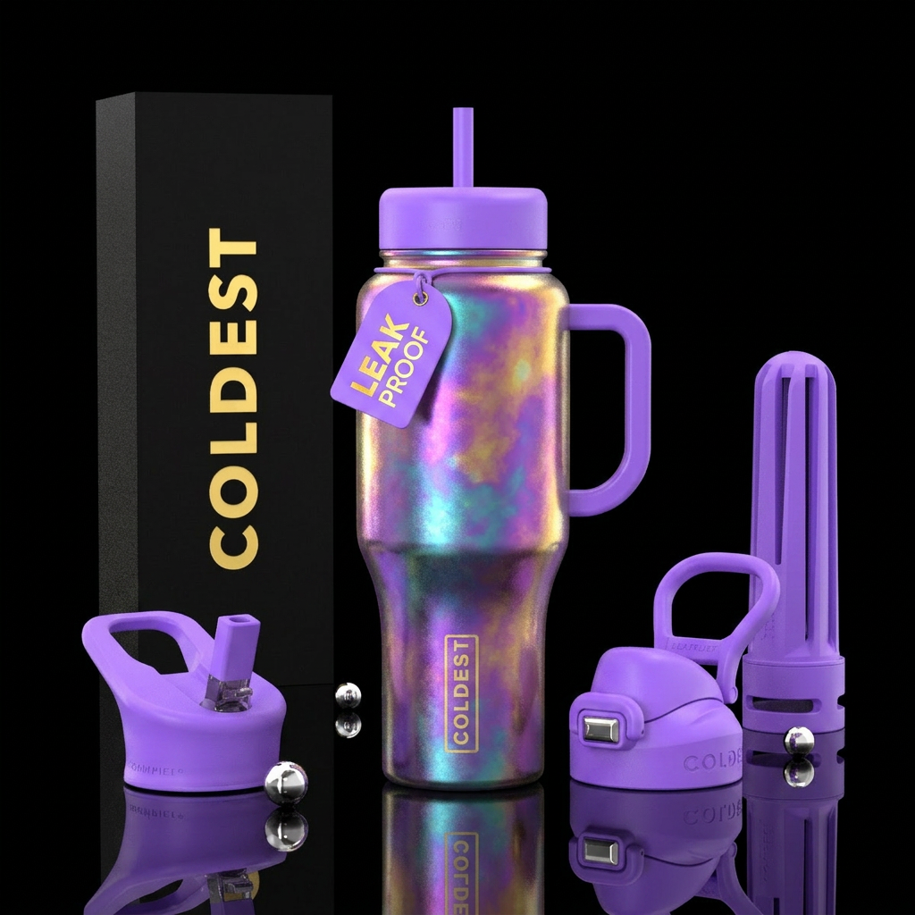 zen, beautiul, fantasy,  peaceful, irridescent water bottle design