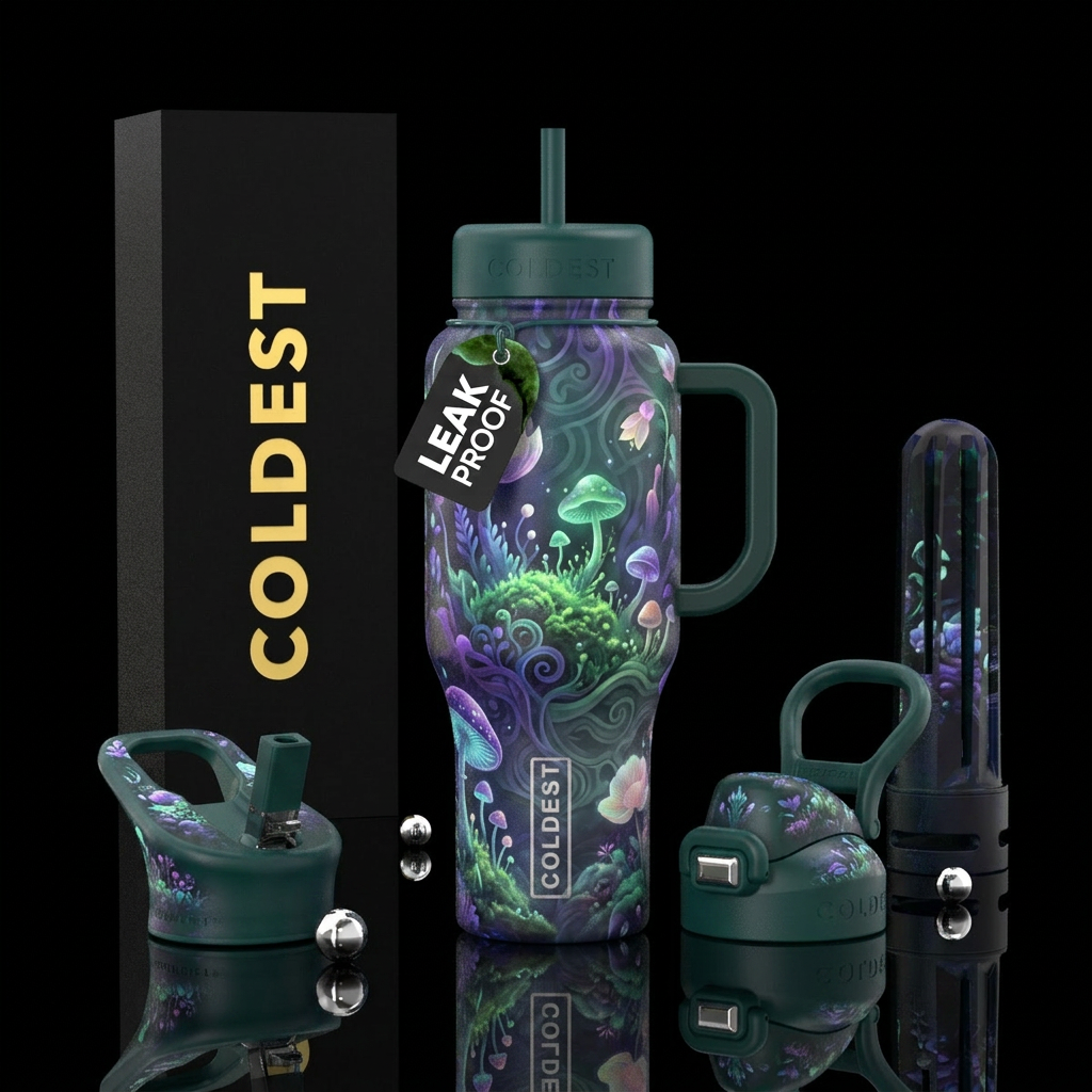 bioluminescent, spring bloom,zen water bottle design