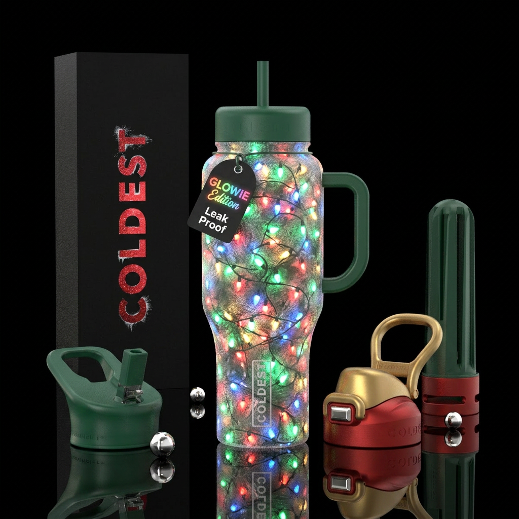 Christmas lights , glowie water bottle design