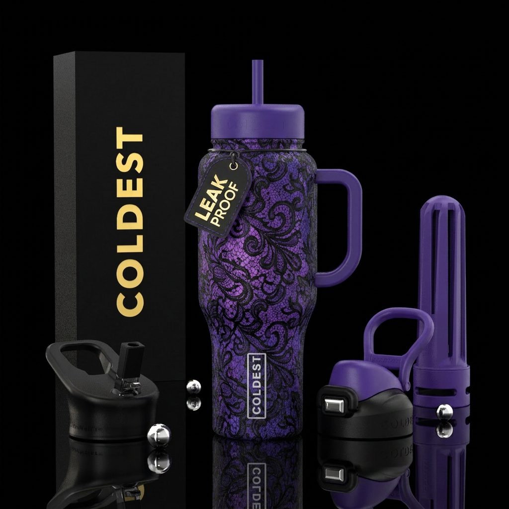 Black lace,, beautiul, swirls water bottle design