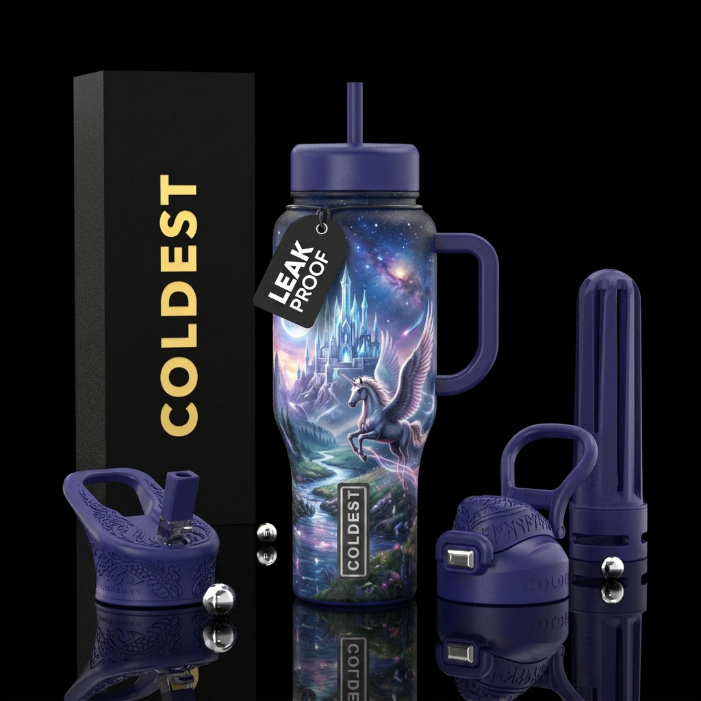 magic, magical, fantasy, castle,  Pegasus water bottle design