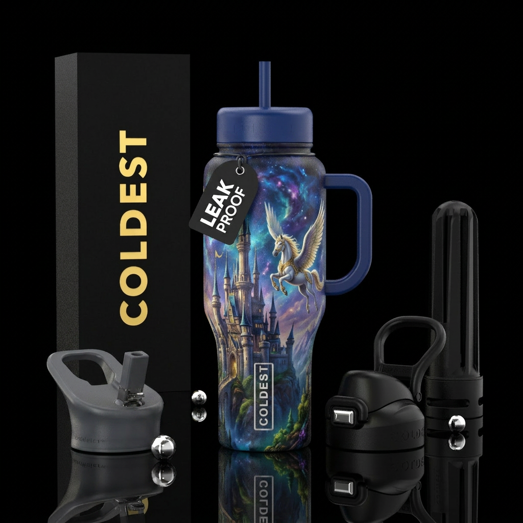 magic, magical, fantasy, castle,  Pegasus water bottle design