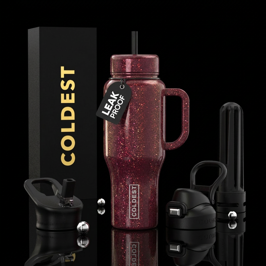 burgundy, sparkly,, enchanted water bottle design