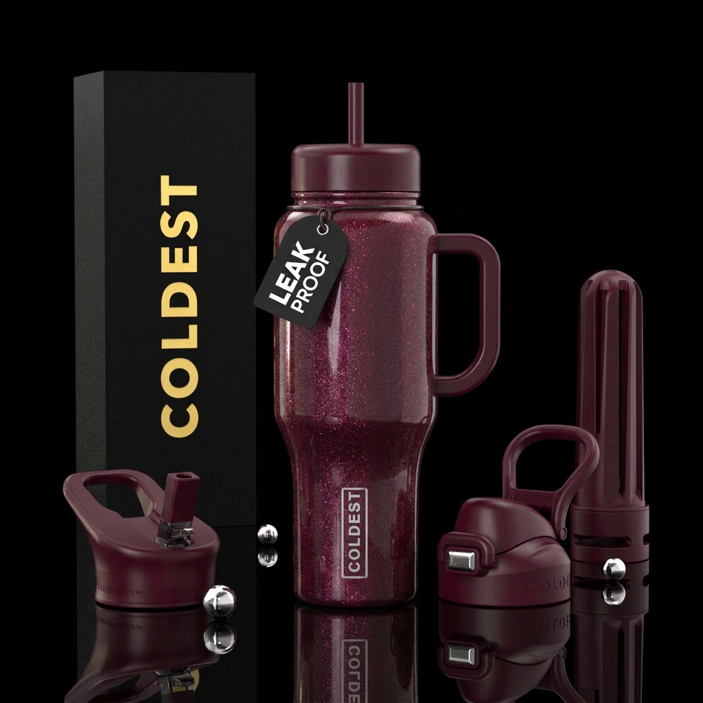 burgundy, sparkly,, enchanted water bottle design