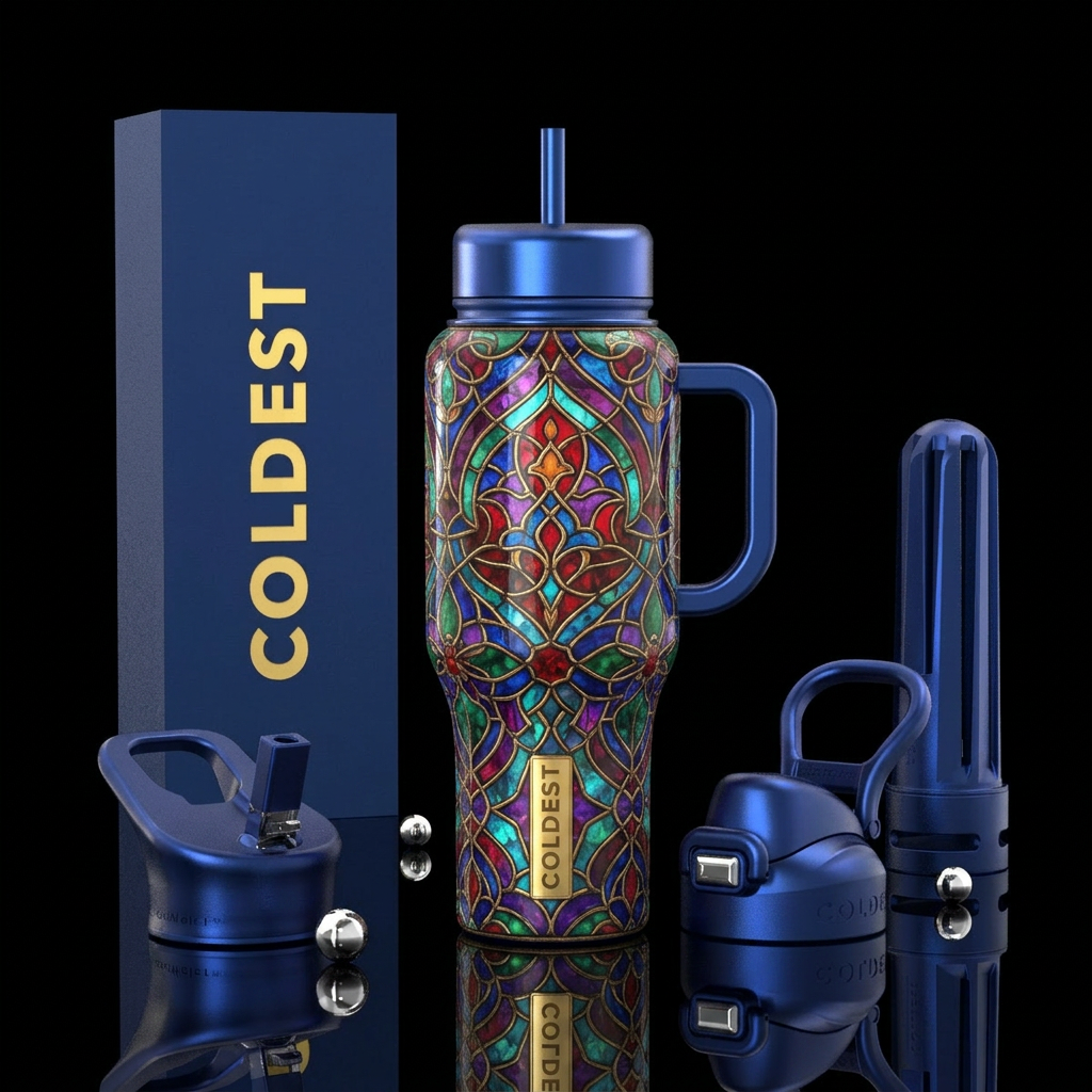 turkish, stained Glass water bottle design