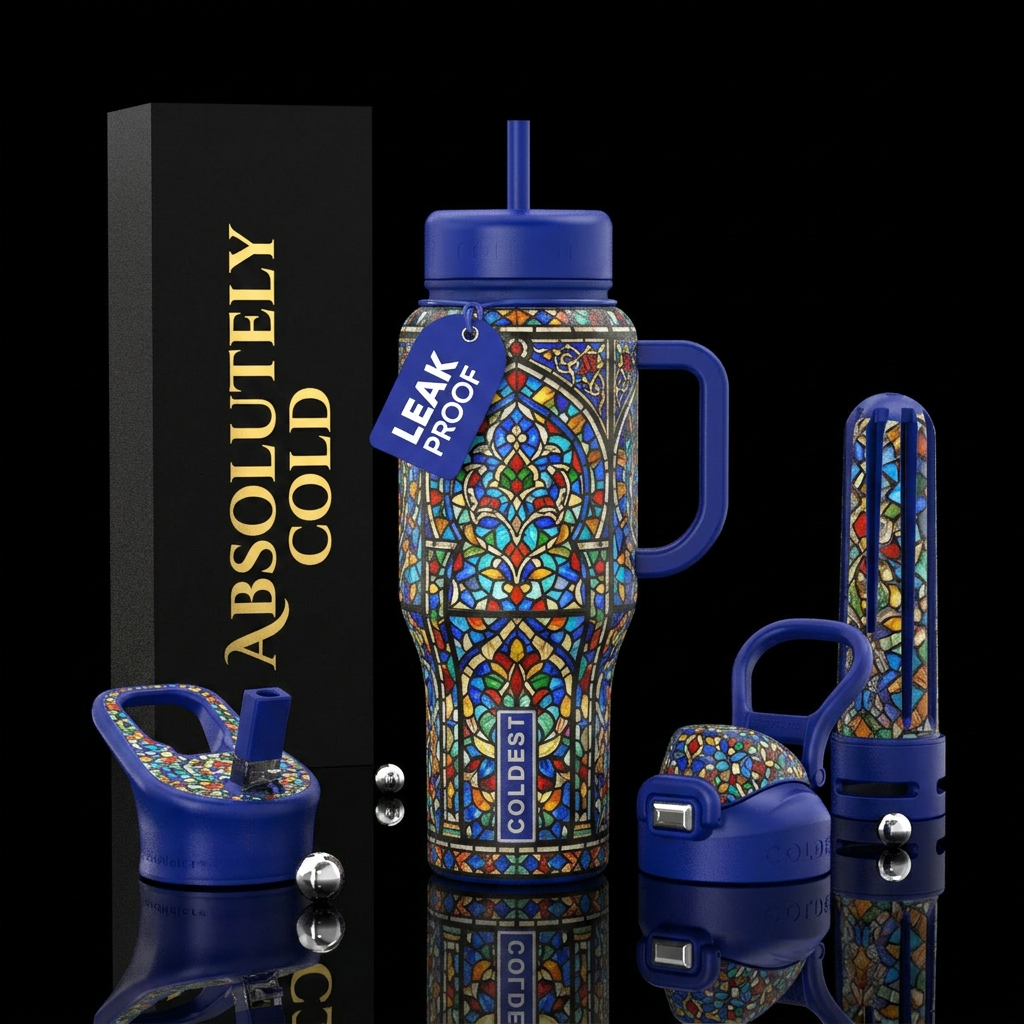 turkish, stained Glass water bottle design