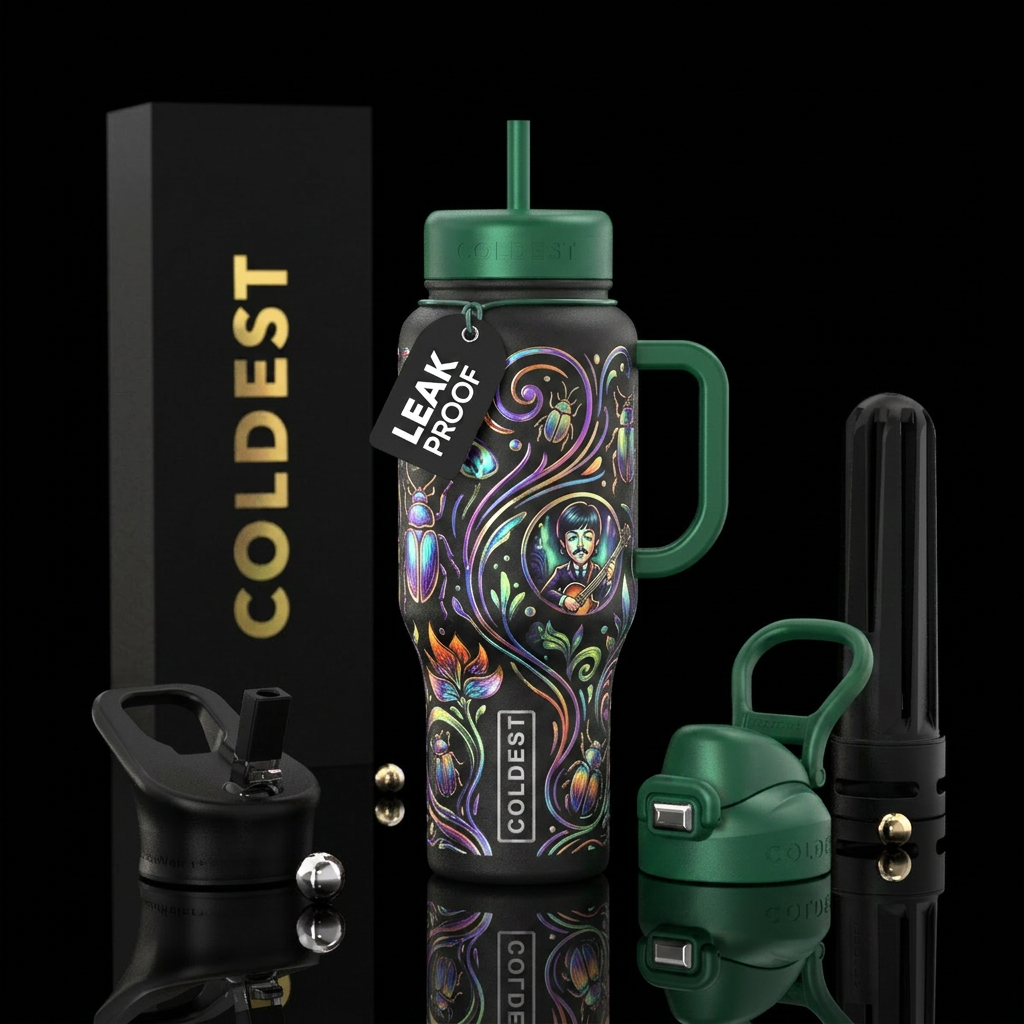Beautiful Beatles, glowie, enchanted water bottle design